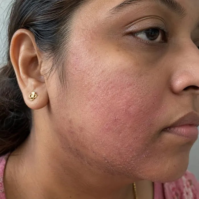 Face & cheeks before homeopathic eczema treatment