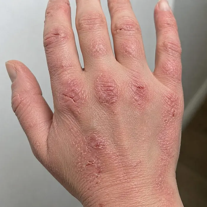 Back of hands before homeopathic eczema treatment